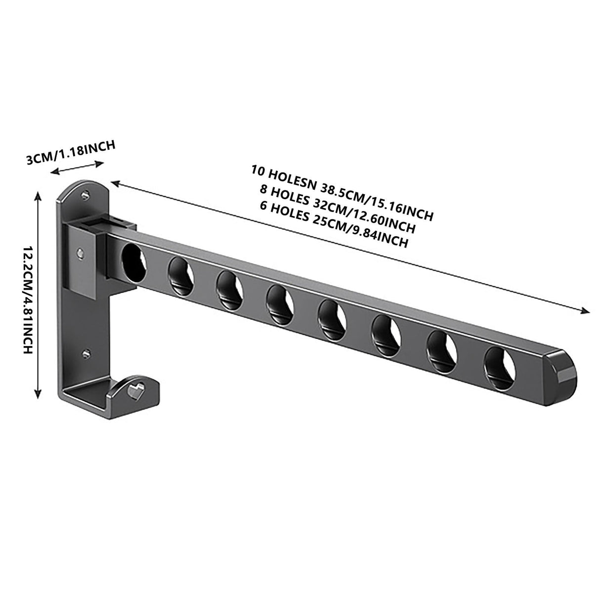 Retractable Folding Wall Hanger, Folding Clothes Hanger Rack, Clothes Storage Organizer, Laundry Hanger, Sturdy Hanging Dryer Rack Clothes Hooks of Metal (Matte Grey) 4.81x1.18x9.84 4.81" x 1.18" x 9.84" Black2