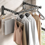 Retractable Folding Wall Hanger, Folding Clothes Hanger Rack, Clothes Storage Organizer, Laundry Hanger, Sturdy Hanging Dryer Rack Clothes Hooks of Metal (Matte Grey) 4.81x1.18x9.84 4.81