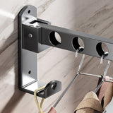 Retractable Folding Wall Hanger, Folding Clothes Hanger Rack, Clothes Storage Organizer, Laundry Hanger, Sturdy Hanging Dryer Rack Clothes Hooks of Metal (Matte Grey) 4.81x1.18x9.84 4.81" x 1.18" x 9.84" Black2