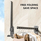 Retractable Folding Wall Hanger, Folding Clothes Hanger Rack, Clothes Storage Organizer, Laundry Hanger, Sturdy Hanging Dryer Rack Clothes Hooks of Metal (Matte Grey) 4.81x1.18x9.84 4.81" x 1.18" x 9.84" Black2