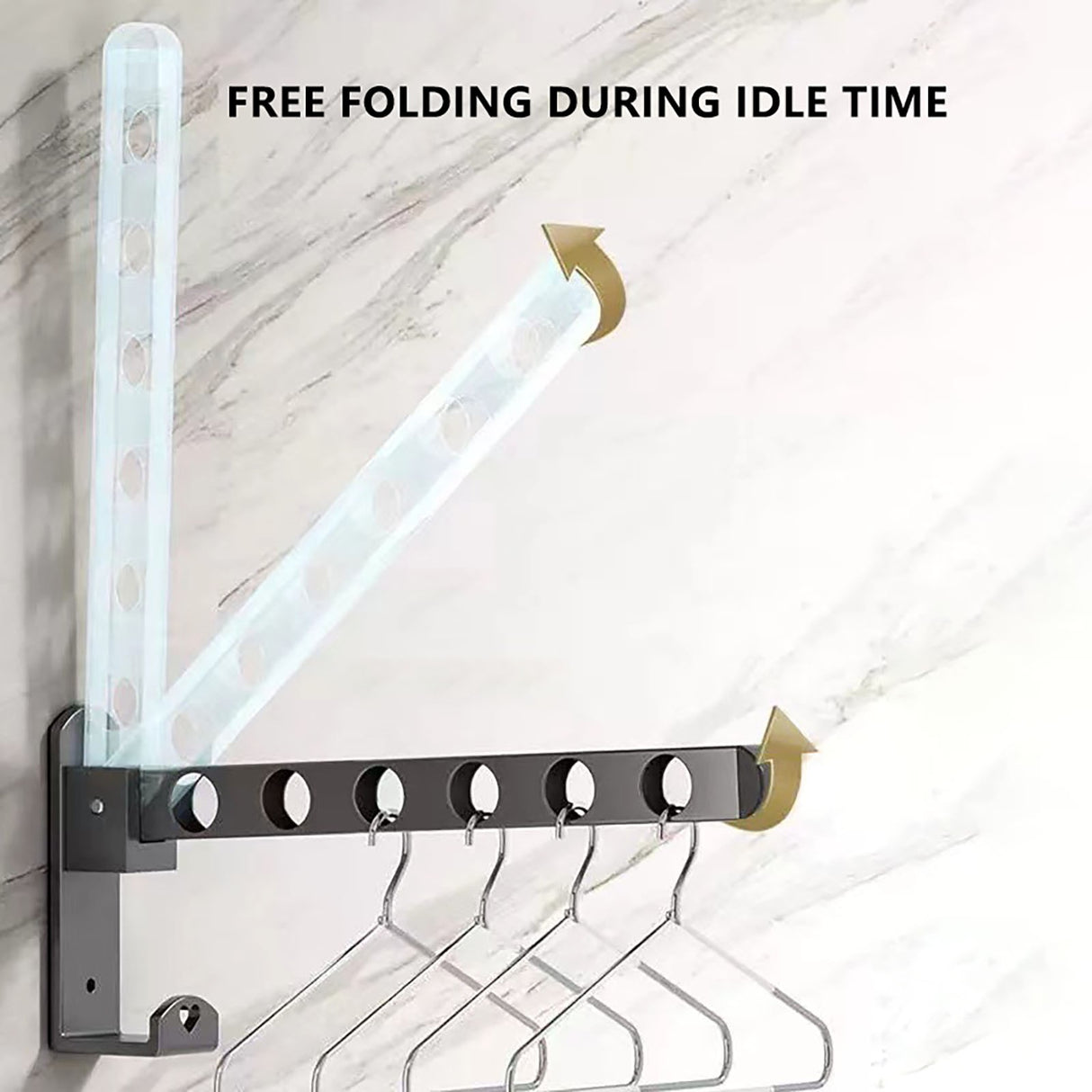 Retractable Folding Wall Hanger, Folding Clothes Hanger Rack, Clothes Storage Organizer, Laundry Hanger, Sturdy Hanging Dryer Rack Clothes Hooks of Metal (Matte Grey) 4.81x1.18x9.84 4.81" x 1.18" x 9.84" Black2