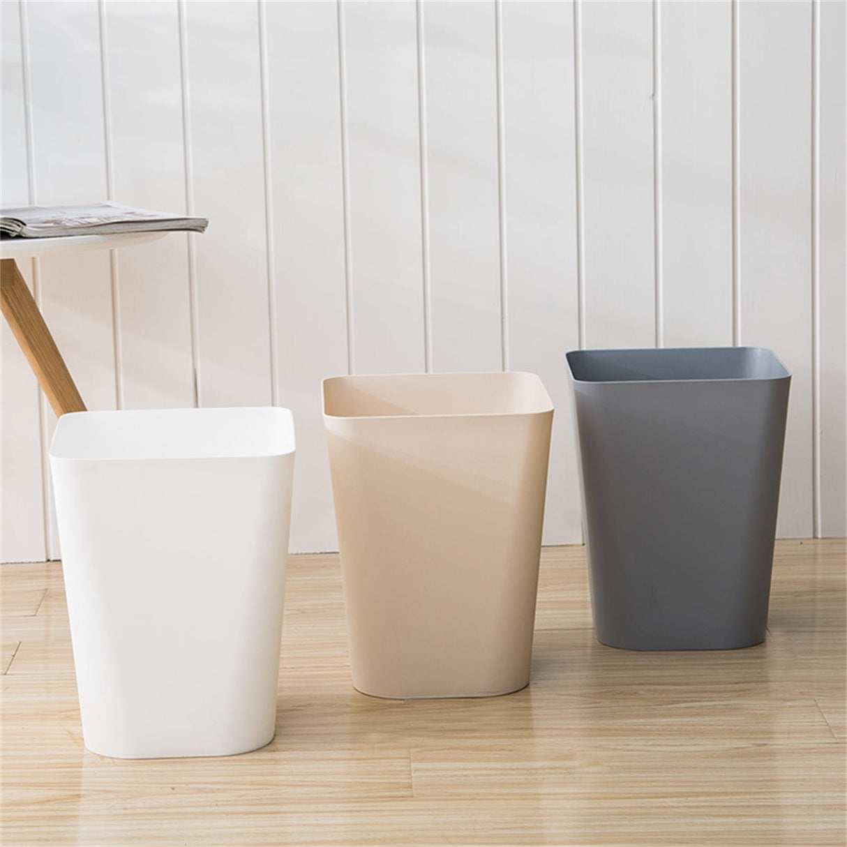 1.6 Gallon Small Trash Can, Heavy Duty Bathroom Wastebasket, Plastic Garbage Can for Kitchen Office Bathroom (White/1 Pcs) 7.48x9.13 7.48" x 9.13" Khaki