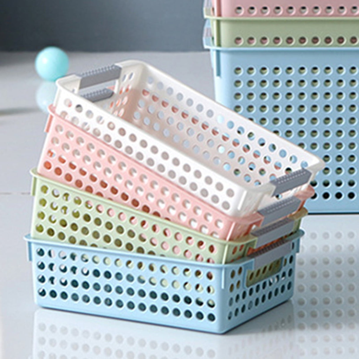 A4 Paper Trays with Grip Handles, 10.43x6.77x2.87"Heavy Duty Book Baskets for Library, Drawers, Office, Home, Desk, Turn in Trays, Plastic Storage Baskets (White/1 Pcs) 10.43" x 6.77" x 2.87" Green