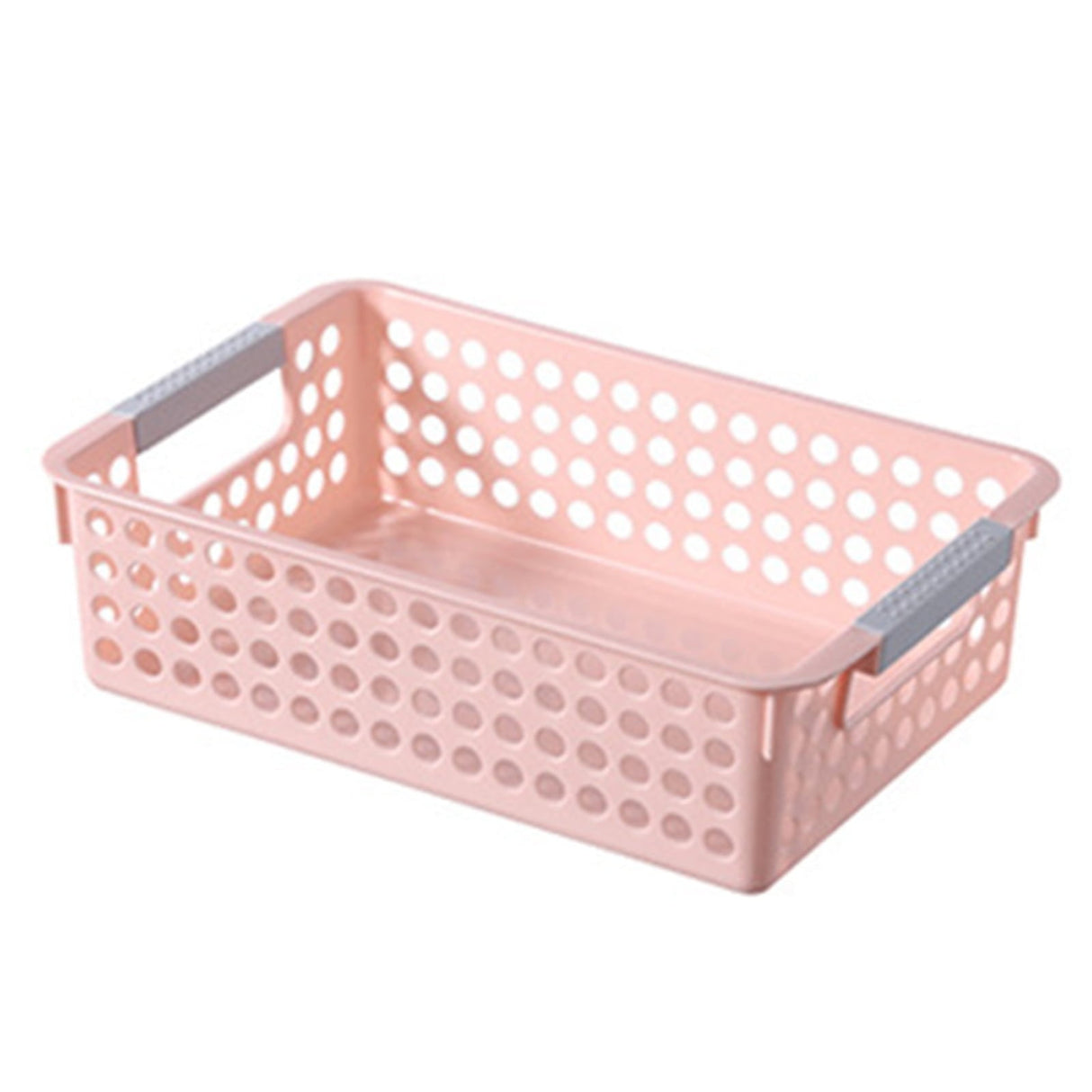 A4 Paper Trays with Grip Handles, 10.43x6.77x2.87"Heavy Duty Book Baskets for Library, Drawers, Office, Home, Desk, Turn in Trays, Plastic Storage Baskets (White/1 Pcs) 10.43" x 6.77" x 2.87" Pink