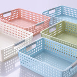 A4 Paper Trays with Grip Handles, 10.43x6.77x2.87"Heavy Duty Book Baskets for Library, Drawers, Office, Home, Desk, Turn in Trays, Plastic Storage Baskets (White/1 Pcs) 10.43" x 6.77" x 2.87" Pink
