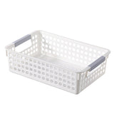 A4 Paper Trays with Grip Handles, 10.43x6.77x2.87"Heavy Duty Book Baskets for Library, Drawers, Office, Home, Desk, Turn in Trays, Plastic Storage Baskets (White/1 Pcs) 10.43" x 6.77" x 2.87" White