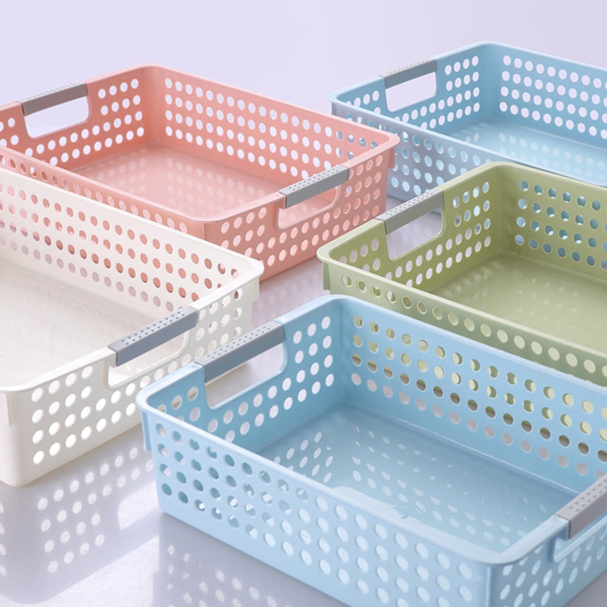 A4 Paper Trays with Grip Handles, 10.43x6.77x2.87"Heavy Duty Book Baskets for Library, Drawers, Office, Home, Desk, Turn in Trays, Plastic Storage Baskets (White/1 Pcs) 10.43" x 6.77" x 2.87" White