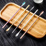 Stainless Steel Coffee Stirring Spoon, Heavy Duty Beverage Cocktail Stirrers, Reusable Stir Cocktail Drink Mixing Swizzle Stick, Tiny Salt Condiment Spoon (Black/1 Pcs) 0.47x8.85 0.47