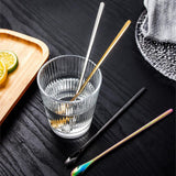 Stainless Steel Coffee Stirring Spoon, Heavy Duty Beverage Cocktail Stirrers, Reusable Stir Cocktail Drink Mixing Swizzle Stick, Tiny Salt Condiment Spoon (Black/1 Pcs) 0.47x8.85 0.47