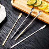 Stainless Steel Coffee Stirring Spoon, Heavy Duty Beverage Cocktail Stirrers, Reusable Stir Cocktail Drink Mixing Swizzle Stick, Tiny Salt Condiment Spoon (Black/1 Pcs) 0.47x8.85 0.47" x 8.85" Rose Gold