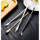 Stainless Steel Coffee Stirring Spoon, Heavy Duty Beverage Cocktail Stirrers, Reusable Stir Cocktail Drink Mixing Swizzle Stick, Tiny Salt Condiment Spoon (Black/1 Pcs) 0.47x8.85 0.47