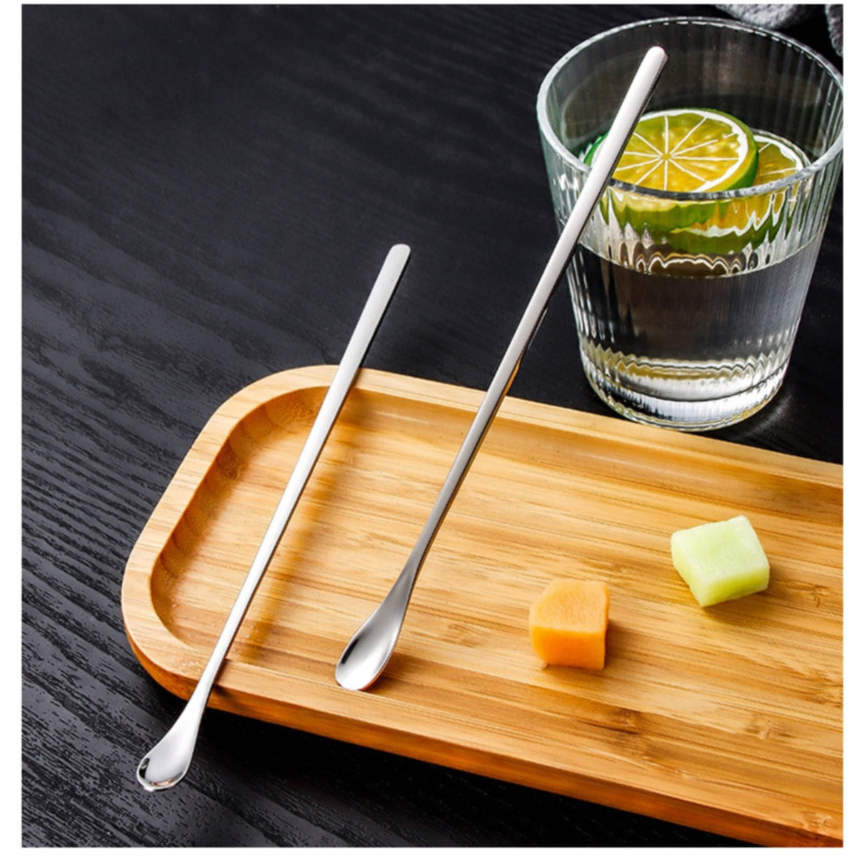 Stainless Steel Coffee Stirring Spoon, Heavy Duty Beverage Cocktail Stirrers, Reusable Stir Cocktail Drink Mixing Swizzle Stick, Tiny Salt Condiment Spoon (Black/1 Pcs) 0.47x8.85 0.47" x 8.85" Rose Gold