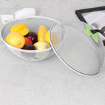 Fruit Basket with Lid Mesh, Apple Shaped Fruit Bowl Cover, Protective Holder Countertop Metal Wire Against Flies, Reusable Strainer for Gift Restaurant Kitchen Food Vegetable (Green/1 Pcs) 9.44" White
