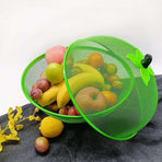 Fruit Basket with Lid Mesh, Apple Shaped Fruit Bowl Cover, Protective Holder Countertop Metal Wire Against Flies, Reusable Strainer for Gift Restaurant Kitchen Food Vegetable (Green/1 Pcs) 9.44" White