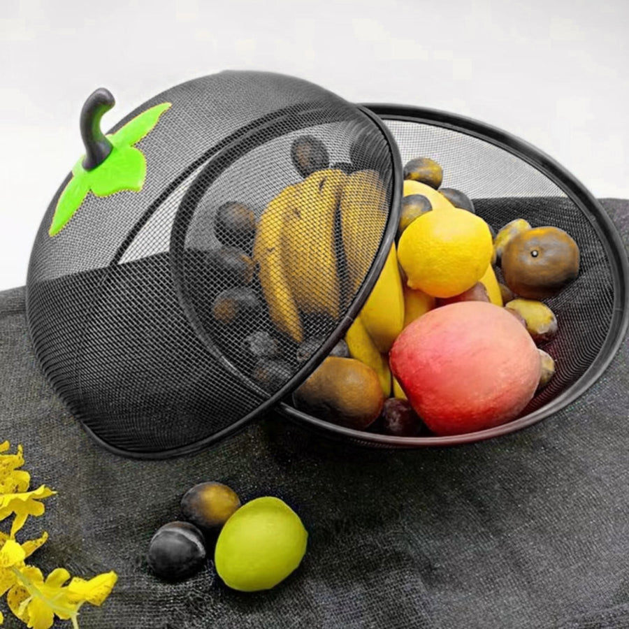 Fruit Basket with Lid Mesh, Apple Shaped Fruit Bowl Cover, Protective Holder Countertop Metal Wire Against Flies, Reusable Strainer for Gift Restaurant Kitchen Food Vegetable (Green/1 Pcs) 9.44" White