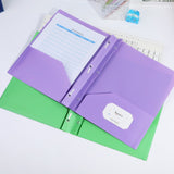 Plastic Folders with 2 Pockets and 3 Prongs, Heavy Duty Two Pocket Folder with Brads, 3 Prong Folders with Pockets for Letter Size Sheets, 9.5x11.5 9.5" x 11.5" Pink