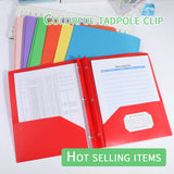 Plastic Folders with 2 Pockets and 3 Prongs, Heavy Duty Two Pocket Folder with Brads, 3 Prong Folders with Pockets for Letter Size Sheets, 9.5x11.5 9.5