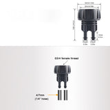 Drip Irrigation Hose Adapters, 1/4 Inch Drip Irrigation Tubing x 3/4 FHT Heavy Duty Swivel Garden Faucet Connectors with Lock Barbed for Drip Irrigation System, 1 Pcs, 1.81x1.33 1.85" x 1.33" Black2