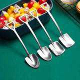 Dessert Spoon, Heavy Duty Shovel Shape Stainless Steel Spoons Ice Cream Fruit Spoon for Home Kitchen or Restaurant, 1 Pcs, 1.34x6.1 1.34" x 6.1" Silver/1 Pcs