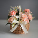 Wedding Flower Girl Basket, Wicker Rattan Flower Basket with Handle, Petal Basket Candy Storage Basket , Rattan Box Home Decoration, Khaki, 5.9x7.48 5.9