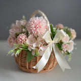 Wedding Flower Girl Basket, Wicker Rattan Flower Basket with Handle, Petal Basket Candy Storage Basket , Rattan Box Home Decoration, Khaki, 5.9x7.48 5.9" x 7.48" Khaki