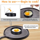 Egg Ring Pancake Ring, Heavy Duty Stainless Steel Fried Egg Molds, Non Stick Griddle Pancake Shapers with Handle for Breakfast Omelette Sandwich, 3.03Inches 3.03