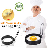 Egg Ring Pancake Ring, Heavy Duty Stainless Steel Fried Egg Molds, Non Stick Griddle Pancake Shapers with Handle for Breakfast Omelette Sandwich, 3.03Inches 3.03