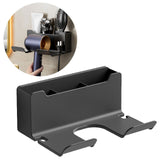 Hair Dryer Holder Wall Mounted, Self-Adhesive Blow Dryer Holder with 3 Storage Compartments, Plastic Hair Tool Organizer for Cabinet Bathroom, White, 6.5x2.75x4.92 6.5" x 2.75" x 4.92" Black