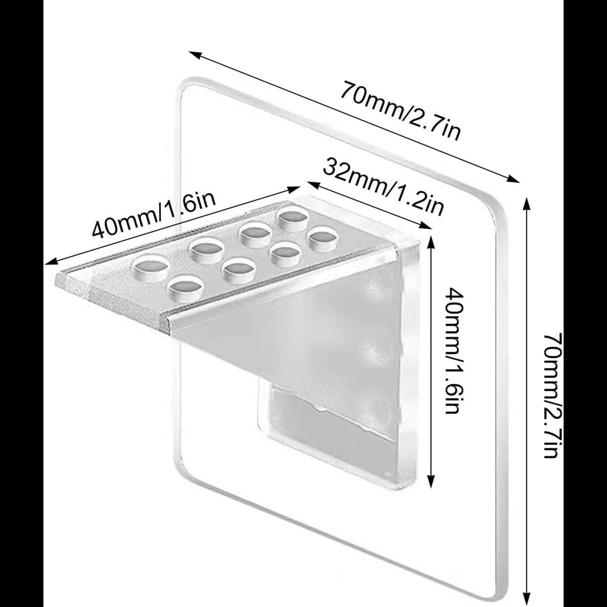 Adhesive Shelf Bracket, Double Row Thickened and Reinforced Design, Heavy Duty Punch Free Shelf Support Pegs for Shelves Kitchen Cabinet Book Closet (Clear/1 Pack) 5.91x2.76 2.76" x 2.76" Clear