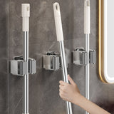 Broom Holder Wall Mount, Mop and Broom Holder Wall Mount, Stainless Steel Command Broom Holder with Screws, Garden Tool Storage Organizer for Kitchen, Home, Bathroom, Garage, 1 Pcs, 2.05x1.77x1.38 2.05" x 1.77" x 1.38" Silver