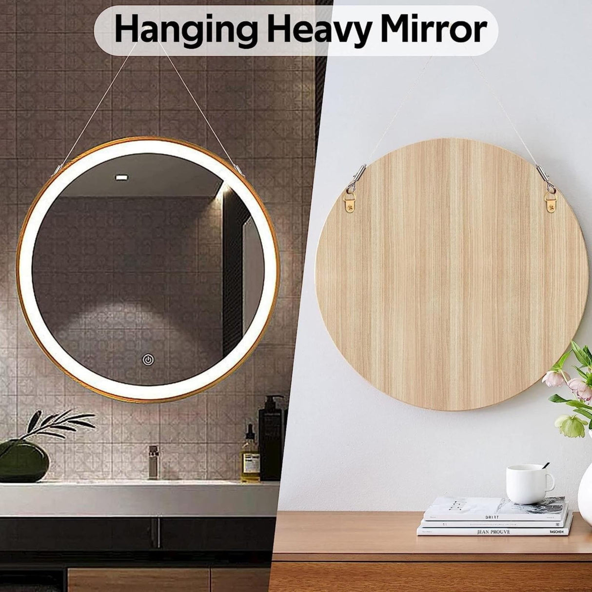 Adjustable Picture Hanging Wire, Upgrade Mirror Frame Hanging Kit, Heavy Duty Stainless Steel Wire Rope, Supports Up to 100lbs (Silver, 2PC/3.28 FT) 3.28' Silver*2