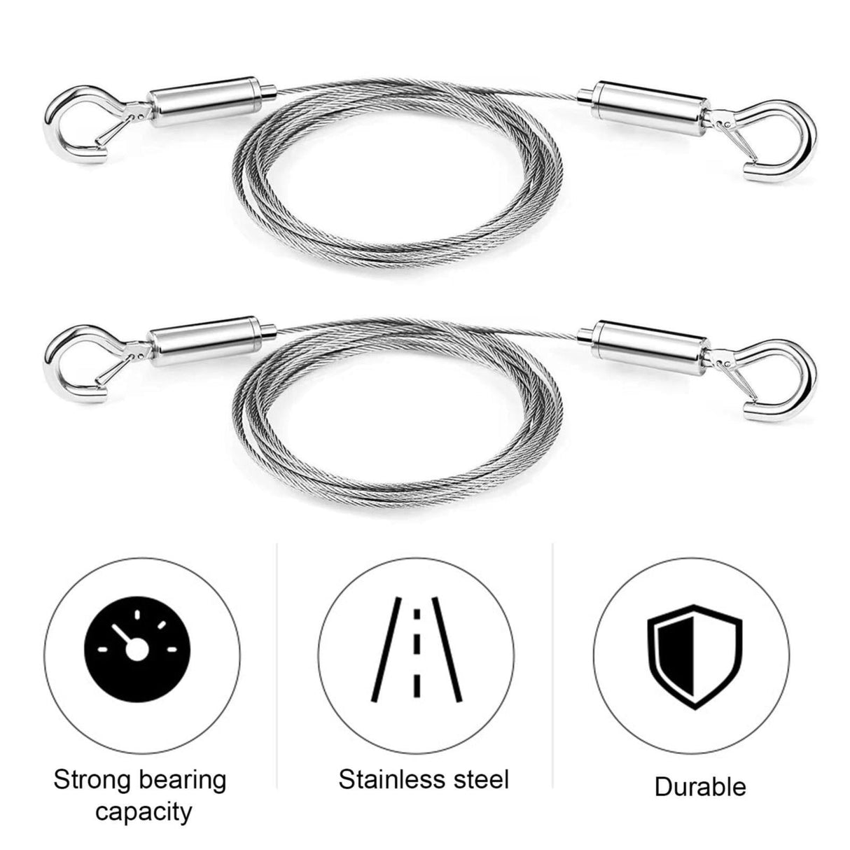 Adjustable Picture Hanging Wire, Upgrade Mirror Frame Hanging Kit, Heavy Duty Stainless Steel Wire Rope, Supports Up to 100lbs (Silver, 2PC/3.28 FT) 3.28' Silver*2