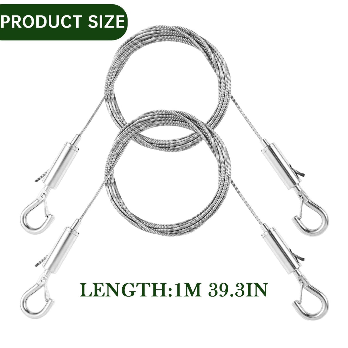 Adjustable Picture Hanging Wire, Upgrade Mirror Frame Hanging Kit, Heavy Duty Stainless Steel Wire Rope, Supports Up to 100lbs (Silver, 2PC/3.28 FT) 9.84' Silver*2