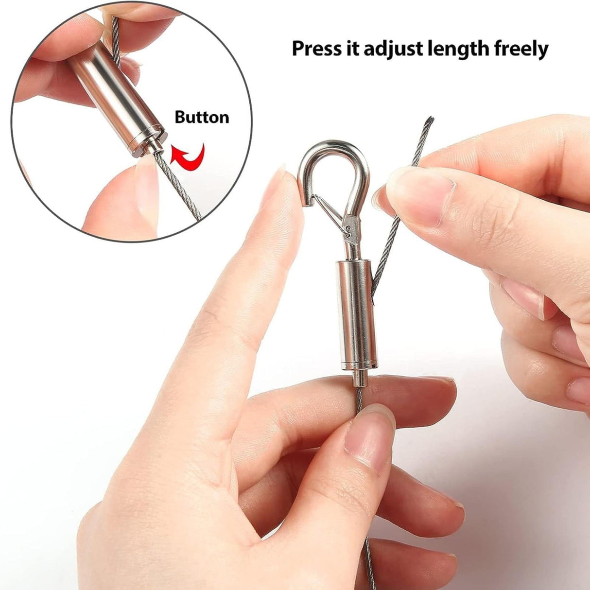 Adjustable Picture Hanging Wire, Upgrade Mirror Frame Hanging Kit, Heavy Duty Stainless Steel Wire Rope, Supports Up to 100lbs (Silver, 2PC/3.28 FT) 9.84' Silver*2