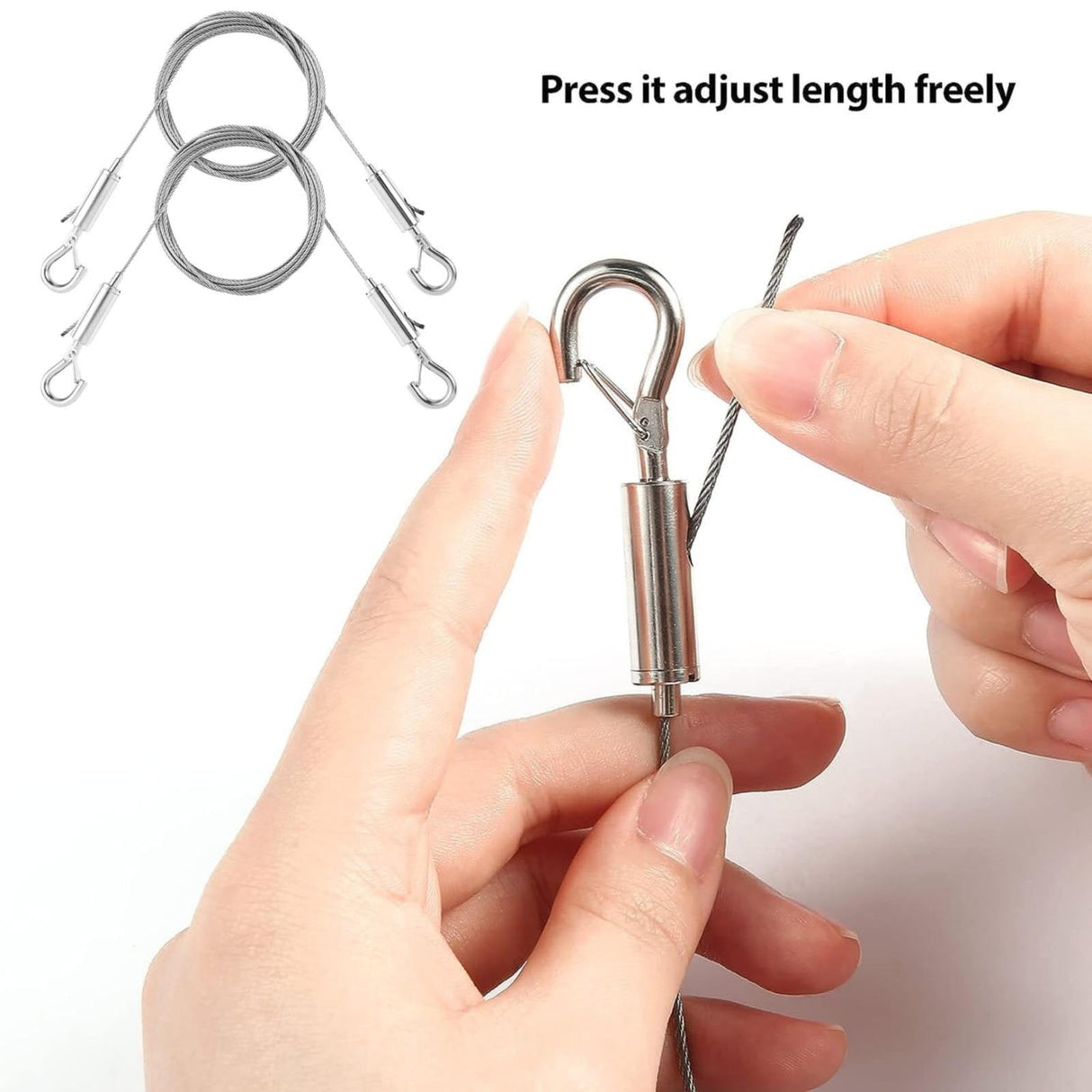 Adjustable Picture Hanging Wire, Upgrade Mirror Frame Hanging Kit, Heavy Duty Stainless Steel Wire Rope, Supports Up to 100lbs (Silver, 2PC/3.28 FT) 9.84' Silver*2