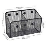 Magnetic Pen Holder, Heavy Duty 2 Slot Mesh Pencil & Marker Organizer for Desk, Extra Strong Magnets for Locker, Refrigerator, Dry Erase Board, Whiteboard Storage Solution, 7.28x2.68x4.92 3.35" x 2.17" x 3.94" Black