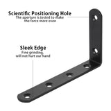 Black L Brackets for Wood, 4.92" x 2.95" Corner Bracket Heavy Duty L Corner Brace Metal Right Angle Brackets for Shelves, Furniture, Bedframe, Cabinet, Drawer, Chair, Thickness 3MM, 1 Pack 4.92" x 2.95" Black