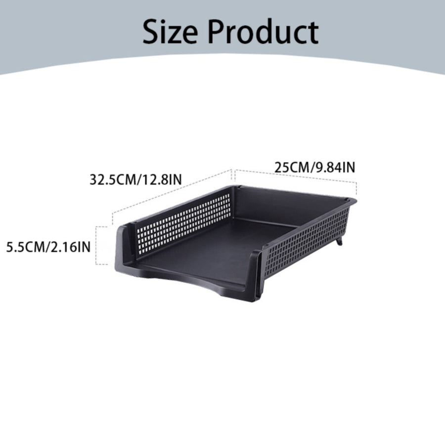 Stackable Paper Trays, Heavy Duty Rectangular Plastic Desk Holder Desktop Document File Organizer Storage Letter for Office Classroom (Clear) 12.8x9.84x2.16 12.8" x 9.84" x 2.16" Grey