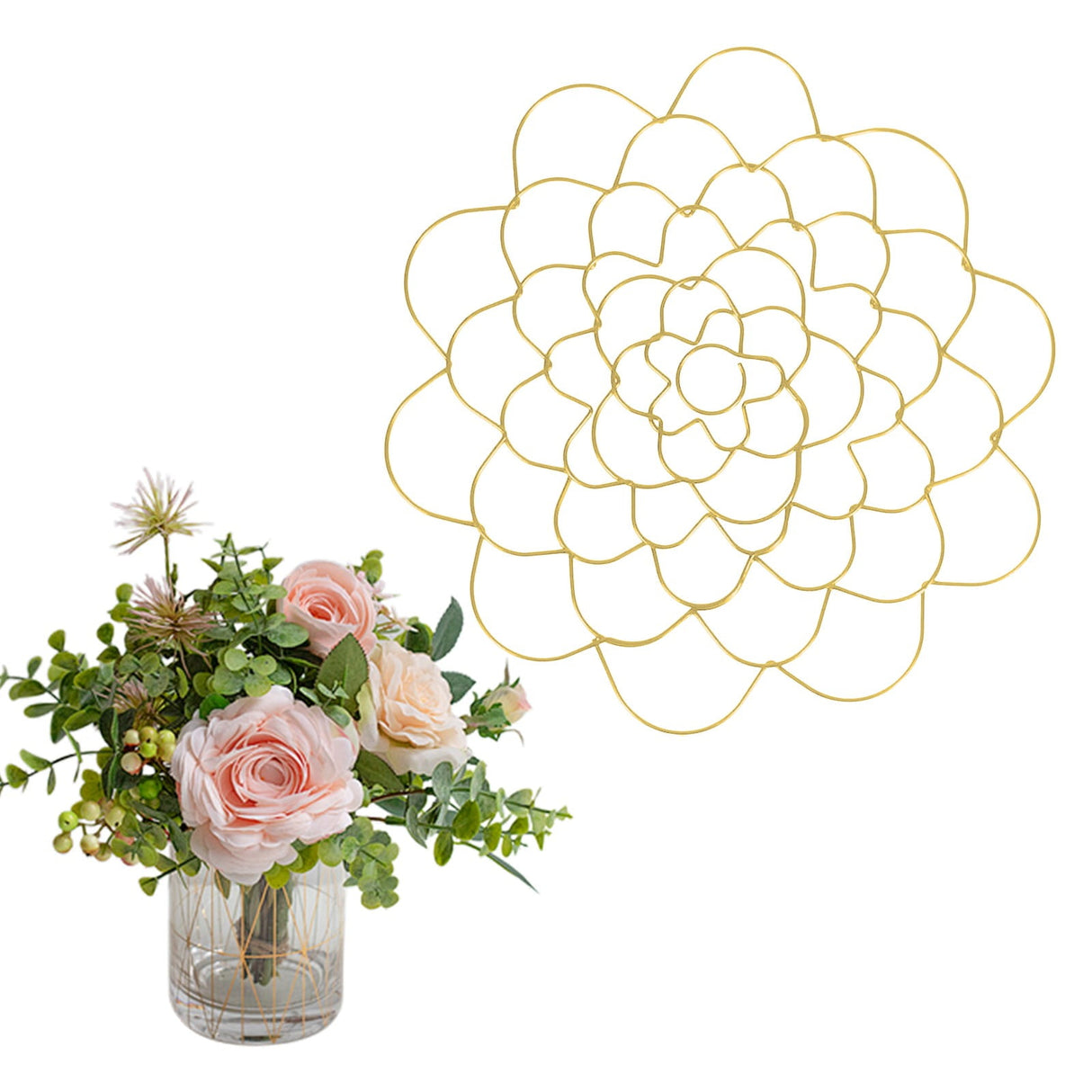 Stainless Steel Flower Arranger Frog, Wire Flower Arrangement Holder, Round Floral Lid Organizer Grid Tool, for Floral Plant Vase Stems Bouquets Fixation, Gold, 4 Inches 4" Silver