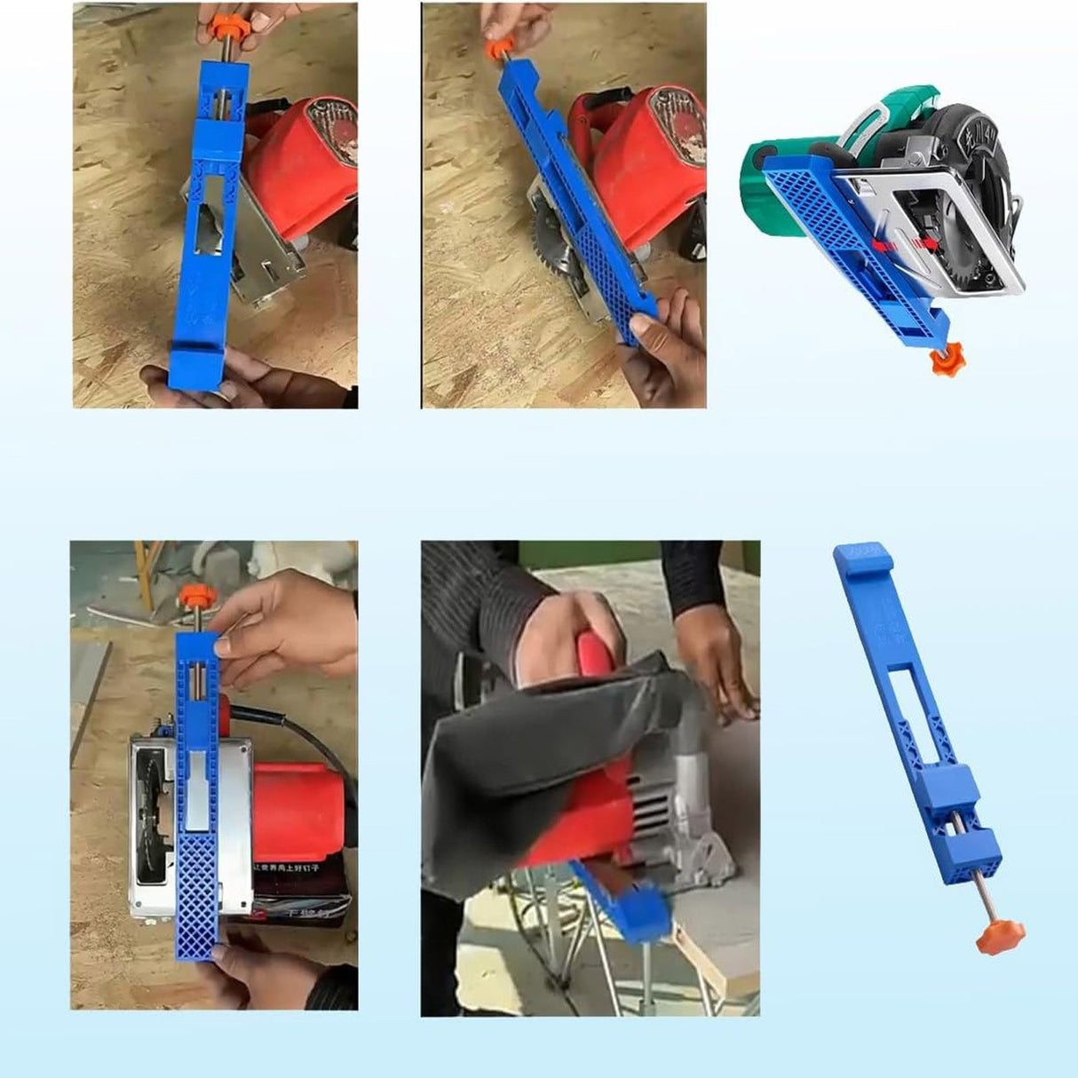 Adjustable Cutting Machine Base Guide, Electric Circular Saw Milling Positioning Clamp, Precision Wood Cutting Guide Cutting Machine Base Guide for Cutting and Milling Tasks, 1.57x11.61 11.61" x 1.57" Blue*2 Pcs