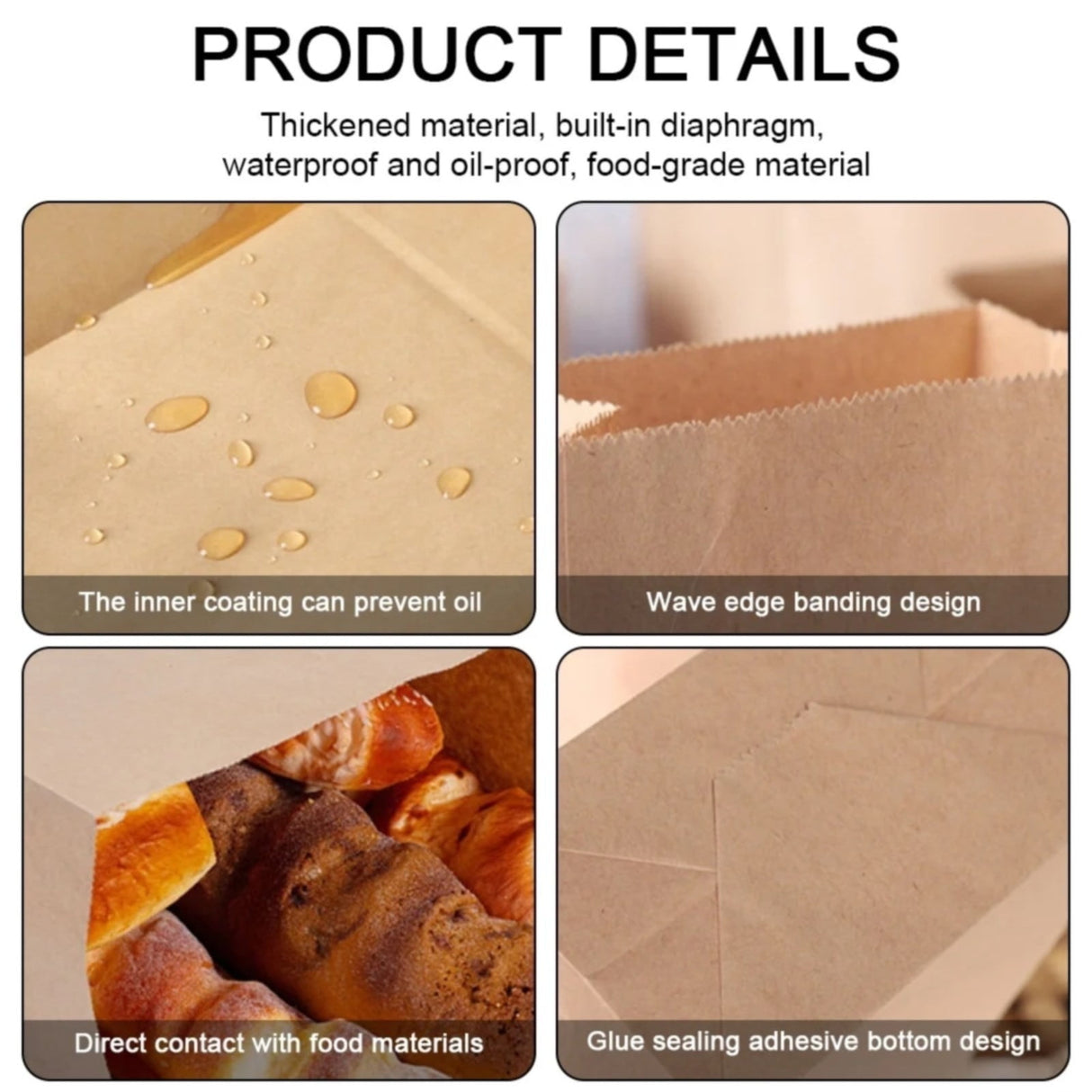 Paper Grocery Bags (50 Pcs Bulk) Heavy Duty Brown Paper Bag, Large Grocery Kraft Sacks, for Takeout, Restaurant, Retail, Shopping, 3.54x2.16x7.08 3.54" x 2.16" x 7.08" Khaki