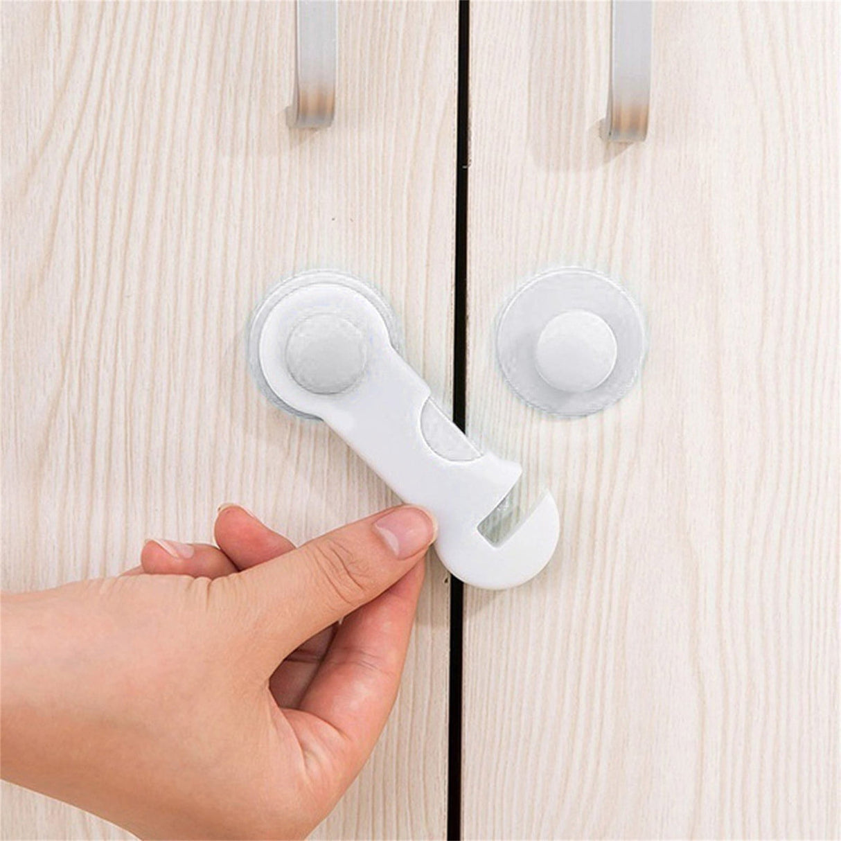 Cabinet Locks for Pet Safety, Plastic Latches with Adhesive for Drawer Cupboards Closet and Pantry Door, Fridge Lock for Protecting Dog and Cat, 2 Pcs, 3.74 Inches 3.74" White