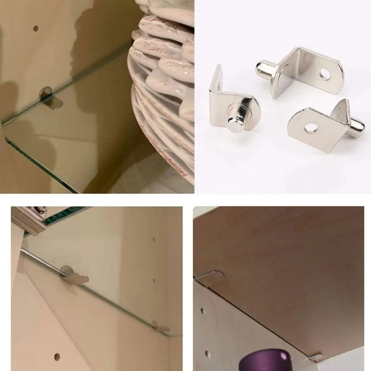 Shelf Pins, L-Shaped Metal Support Pegs, Bracket-Style Clips for Bookshelf Kitchen Cabinet Cupboard Shelves Holders, Shelf Pegs with Hole for Cabinet Closet, 1 Pcs, 1.08x0.50x0.63 1.08" x 0.50" x 0.63" Silver