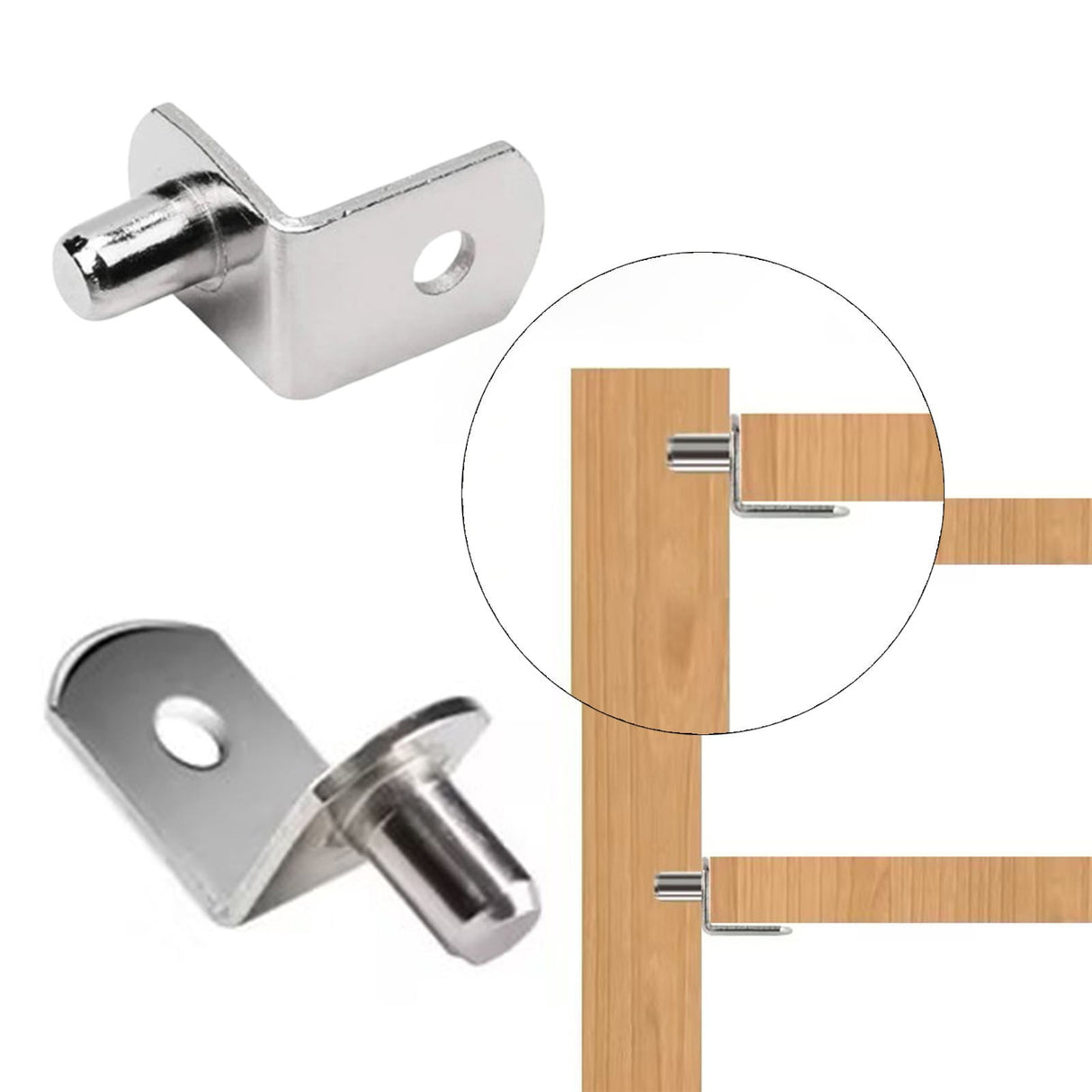 Shelf Pins, L-Shaped Metal Support Pegs, Bracket-Style Clips for Bookshelf Kitchen Cabinet Cupboard Shelves Holders, Shelf Pegs with Hole for Cabinet Closet, 1 Pcs, 1.08x0.50x0.63 1.08" x 0.50" x 0.63" Silver