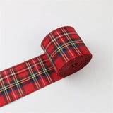 Christmas Red Plaid Ribbon,Wired Edge Wrapping Ribbons,Plaid Christmas Ribbon,Christmas Decorations,Tartan Decor For Gift Wrapping Xmas Crafts Wreath Diy Making Supplies Bow Decorations Red - Close-Up Angle