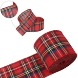 Christmas Red Plaid Ribbon,Wired Edge Wrapping Ribbons,Plaid Christmas Ribbon,Christmas Decorations,Tartan Decor For Gift Wrapping Xmas Crafts Wreath Diy Making Supplies Bow Decorations Red - Low Angle