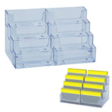 Business Card Holder, Acrylic Business Card Stand for Desk with 4 Tier, Plastic Cards Display Holder for Exhibition, Home and , 8 Pocket, 1 Pack, 7.68x3.35x3.94 7.68