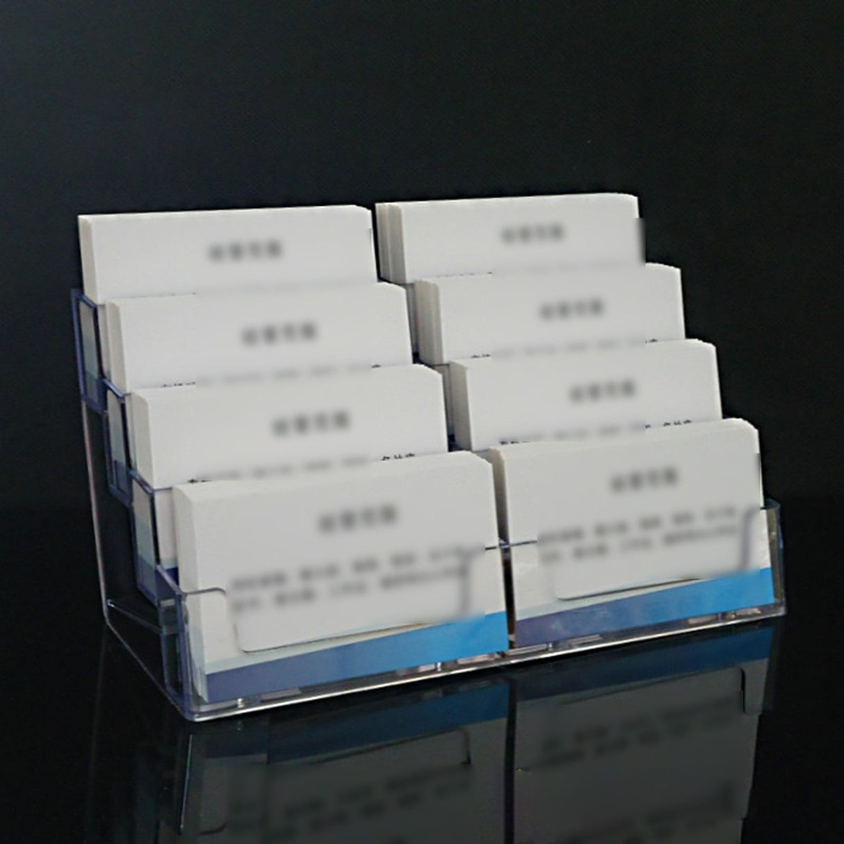Business Card Holder, Acrylic Business Card Stand for Desk with 4 Tier, Plastic Cards Display Holder for Exhibition, Home and , 8 Pocket, 1 Pack, 7.68x3.35x3.94 7.68" x 3.35" x 3.94" Clear
