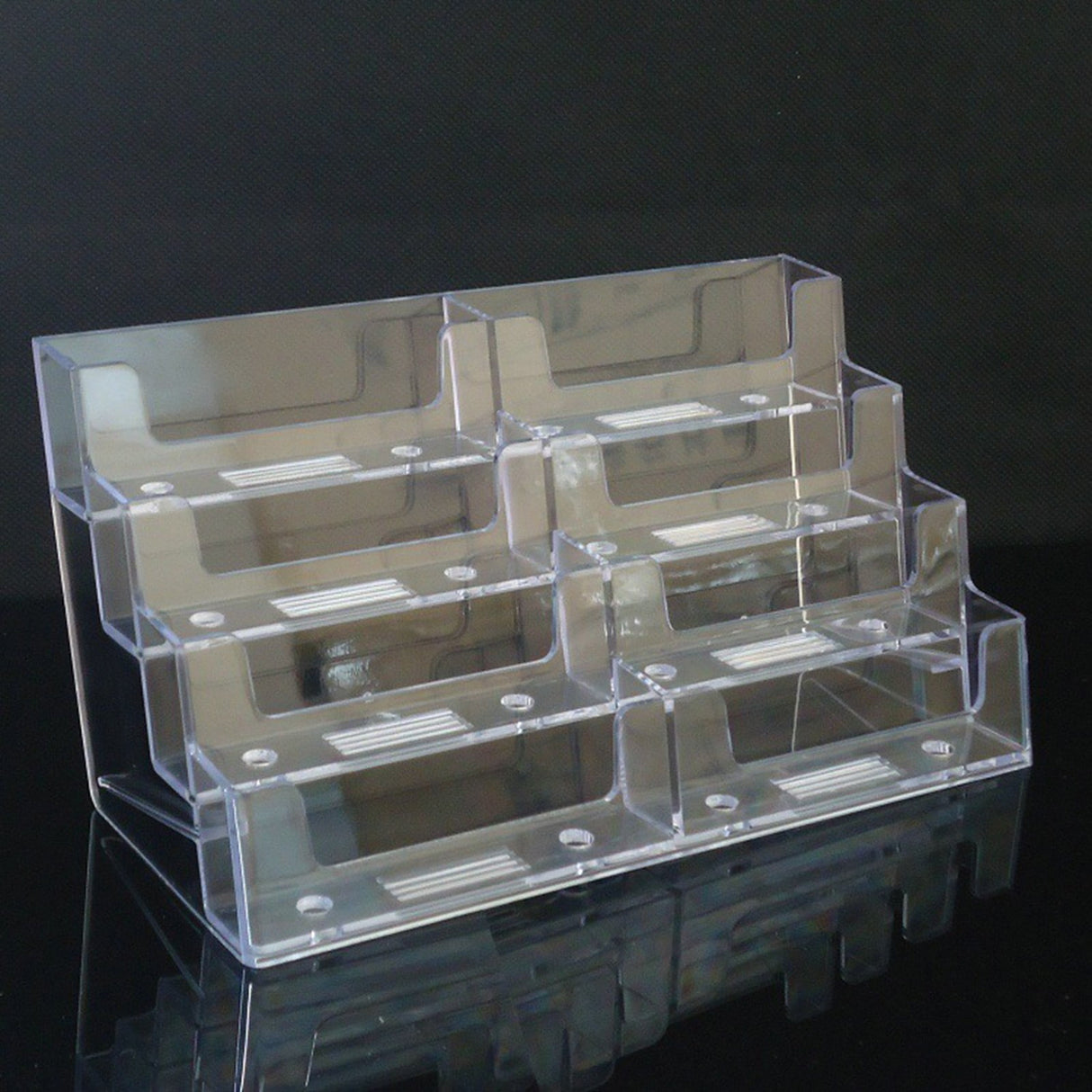 Business Card Holder, Acrylic Business Card Stand for Desk with 4 Tier, Plastic Cards Display Holder for Exhibition, Home and , 8 Pocket, 1 Pack, 7.68x3.35x3.94 7.68" x 3.35" x 3.94" Clear