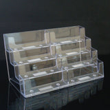 Business Card Holder, Acrylic Business Card Stand for Desk with 4 Tier, Plastic Cards Display Holder for Exhibition, Home and , 8 Pocket, 1 Pack, 7.68x3.35x3.94 7.68" x 3.35" x 3.94" Clear